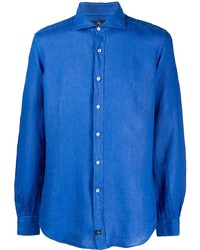 Chemise à manches longues en lin bleue Fay