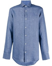 Chemise à manches longues en lin bleue Frescobol Carioca
