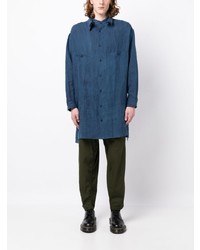 Chemise à manches longues en lin bleue Yohji Yamamoto