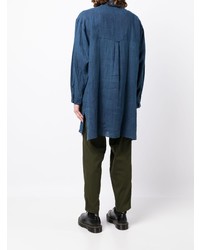 Chemise à manches longues en lin bleue Yohji Yamamoto
