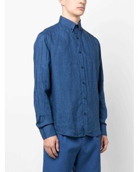 Chemise à manches longues en lin bleue Paul & Shark