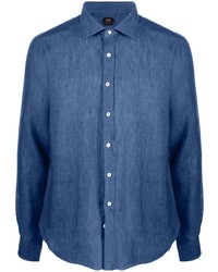 Chemise à manches longues en lin bleue Mp Massimo Piombo