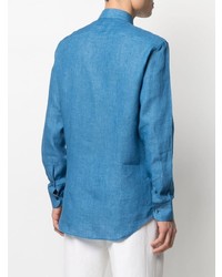Chemise à manches longues en lin bleue Etro