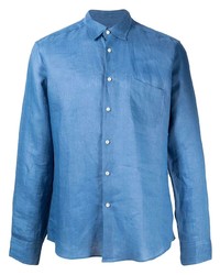 Chemise à manches longues en lin bleue PENINSULA SWIMWEA