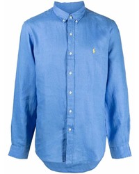Chemise à manches longues en lin bleue Polo Ralph Lauren