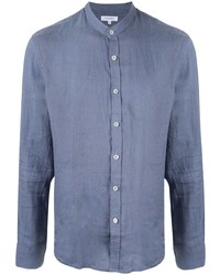 Chemise à manches longues en lin bleue Venroy