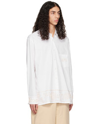 Chemise à manches longues en lin brodée marron foncé Jacquemus