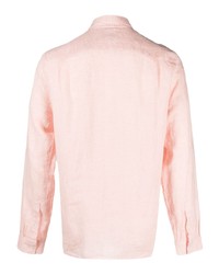 Chemise à manches longues en lin brodée rose Lacoste