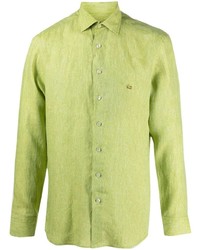 Chemise à manches longues en lin chartreuse
