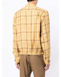 Chemise à manches longues en lin écossaise jaune Paul Smith
