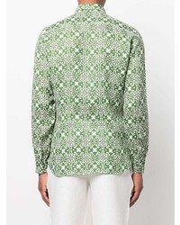 Chemise à manches longues en lin géométrique vert menthe PENINSULA SWIMWEA
