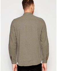 Chemise à manches longues en lin gris foncé Asos