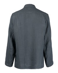 Chemise à manches longues en lin gris foncé Massimo Alba