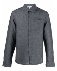 Chemise à manches longues en lin gris foncé James Perse