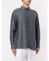 Chemise à manches longues en lin gris foncé 120% Lino