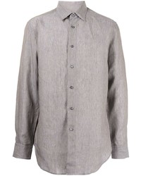 Chemise à manches longues en lin grise Brioni