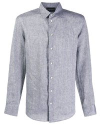 Chemise à manches longues en lin grise Emporio Armani