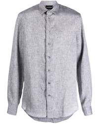 Chemise à manches longues en lin grise Emporio Armani