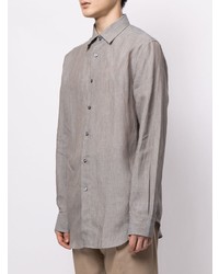 Chemise à manches longues en lin grise Brioni