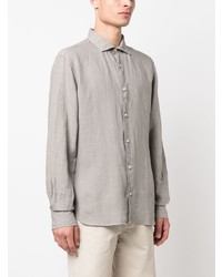 Chemise à manches longues en lin grise Fedeli