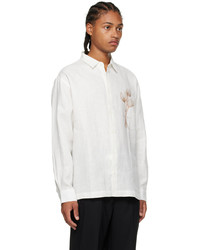 Chemise à manches longues en lin imprimée blanche Jacquemus