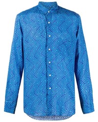Chemise à manches longues en lin imprimée bleue PENINSULA SWIMWEA