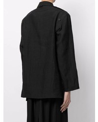 Chemise à manches longues en lin imprimée noire Yohji Yamamoto