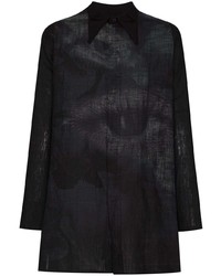 Chemise à manches longues en lin imprimée noire Yohji Yamamoto