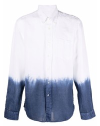 Chemise à manches longues en lin imprimée tie-dye blanche