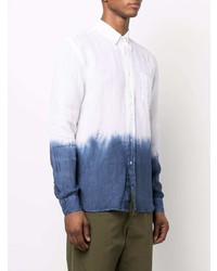 Chemise à manches longues en lin imprimée tie-dye blanche 120% Lino