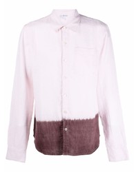 Chemise à manches longues en lin imprimée tie-dye rose