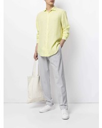 Chemise à manches longues en lin jaune Emporio Armani