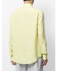 Chemise à manches longues en lin jaune Emporio Armani