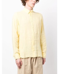 Chemise à manches longues en lin jaune Hackett