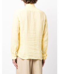 Chemise à manches longues en lin jaune Hackett
