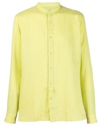 Chemise à manches longues en lin jaune Tintoria Mattei