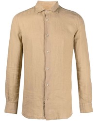 Chemise à manches longues en lin marron clair Glanshirt