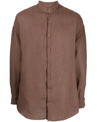 Chemise à manches longues en lin marron Costumein