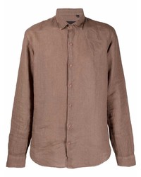 Chemise à manches longues en lin marron Costumein