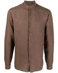 Chemise à manches longues en lin marron Costumein