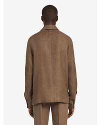 Chemise à manches longues en lin marron Ermenegildo Zegna