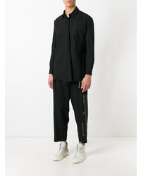 Chemise à manches longues en lin noire Yohji Yamamoto