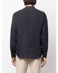 Chemise à manches longues en lin noire Zegna