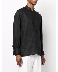 Chemise à manches longues en lin noire Tagliatore