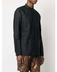 Chemise à manches longues en lin noire Costumein