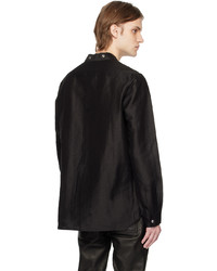 Chemise à manches longues en lin noire Rick Owens