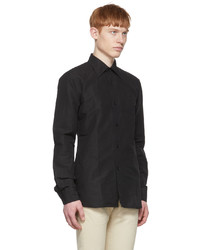 Chemise à manches longues en lin noire Tom Ford