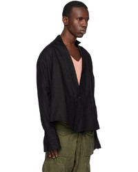 Chemise à manches longues en lin noire Greg Lauren