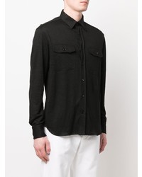 Chemise à manches longues en lin noire Brioni