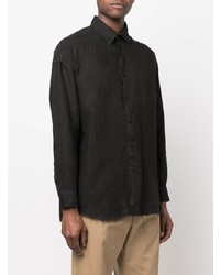 Chemise à manches longues en lin noire Costumein